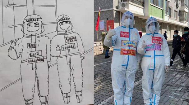 沈阳10岁女孩用简笔画致敬抗疫英雄